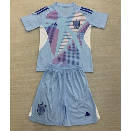 Spanje Keeper Thuis tenue Kids EK 2024 Korte Mouw (+ Korte broeken)